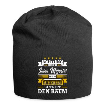 Achtung Seine Majestät Der Fliesenleger Meister - Jersey-Beanie - Schwarz - Vorne