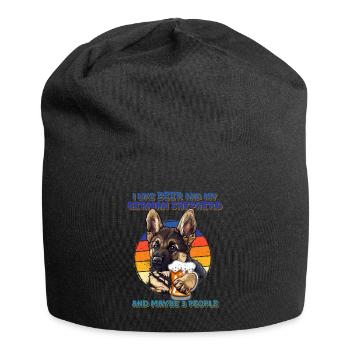 Schäferhund LIKE BEER AND GERMAN SHEPHERD - Jersey Beanie - black - Front