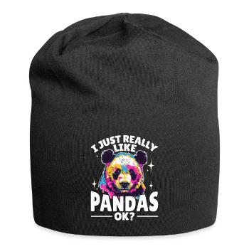 Funny Panda Animal I Just Really Like Pandas, Ok? - Jersey Beanie - black - Front
