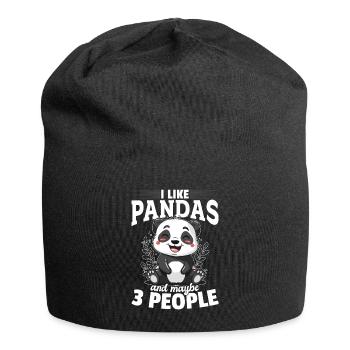 Funny Panda Animal I Like Pandas And Maybe 3 Peopl - Jersey Beanie - black - Front
