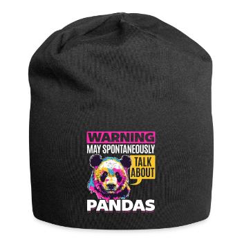Funny Panda Animal Warning May Spontaneously - Jersey Beanie - black - Front