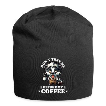 morning grouch coffee anti early riser racoon - Jersey Beanie - black - Front