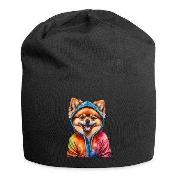 Pomeranian Pomeranian Pomeranian Hoodie Dog Print - Jersey Beanie - black - Front
