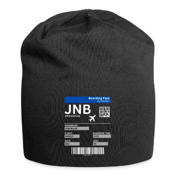 Johannesburg Boarding Pass Südafrika Urlaub Idee - Jersey-Beanie - Schwarz - Vorne