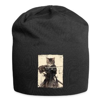 Samurai Cat Kawaii Japanische Ninja Katze - Jersey-Beanie - Schwarz - Vorne