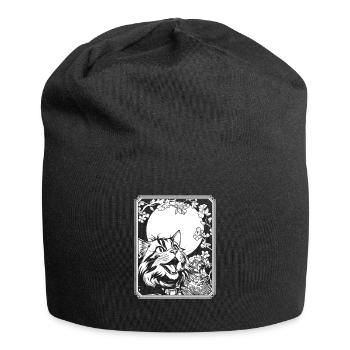 Katze Japan Cherry Blossom Moon - Jersey-Beanie - Schwarz - Vorne