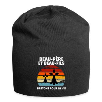 Vintage Bretonischer Schwiegervater und Schwiegersohn aus der Bretagne - Jersey-Beanie - Schwarz - Vorne