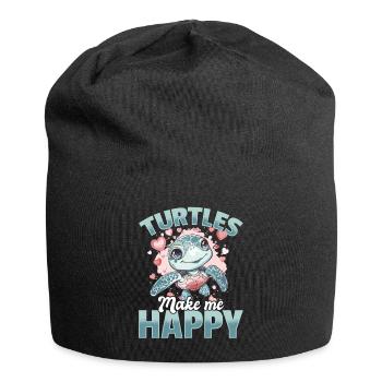Drôle de tortue de mer Les tortues animales me rendent heureux - Bonnet en jersey - noir - Devant