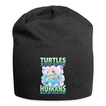Drôle de tortue de mer Les tortues animales me rendent heureux - Bonnet en jersey - noir - Devant