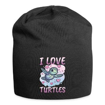 Funny Sea Turtle Animal I Love Turtles - Jersey-Beanie - Schwarz - Vorne