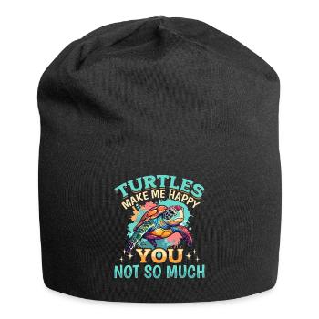 Drôle de tortue de mer Les tortues animales me rendent heureux - Bonnet en jersey - noir - Devant
