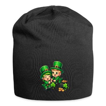 Duo de lutins espiègles (lutin irlandais) - Bonnet en jersey - noir - Devant