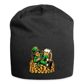 Entspannter Leprechaun (Irischer Kobold) - Jersey-Beanie - Schwarz - Vorne