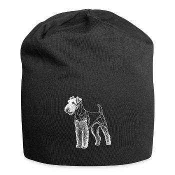 Geometric Line Art Airedale Terrier Bingley - Jersey Beanie - black - Front