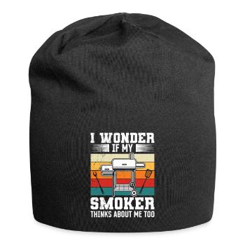 Grillfeier I Wonder if my Smoker Thinks About Me - Jersey Beanie - black - Front