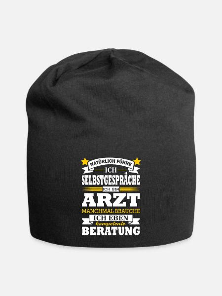 Natürliche Führe Ich Selbstgespräche Ich Bin Arzt - Jersey-Beanie - Schwarz