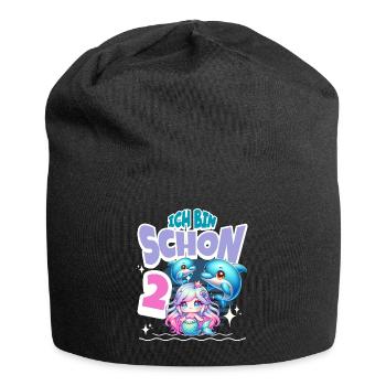 2. Geburtstag Meerjungfrau Delfin Kinder Mädchen - Jersey-Beanie - Schwarz - Vorne