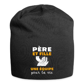 père et fille main fête des pères - Bonnet en jersey - noir - Devant