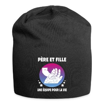 père et fille papa fête des pères main - Bonnet en jersey - noir - Devant