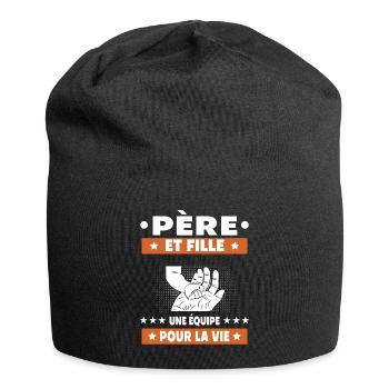 père et fille papa homme main - Bonnet en jersey - noir - Devant