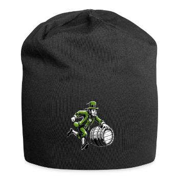 Leprechaun poussant le tonneau (Leprechaun irlandais) - Bonnet en jersey - noir - Devant
