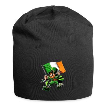 Leprechaun (Irish leprechaun) with flag - Jersey Beanie - black - Front