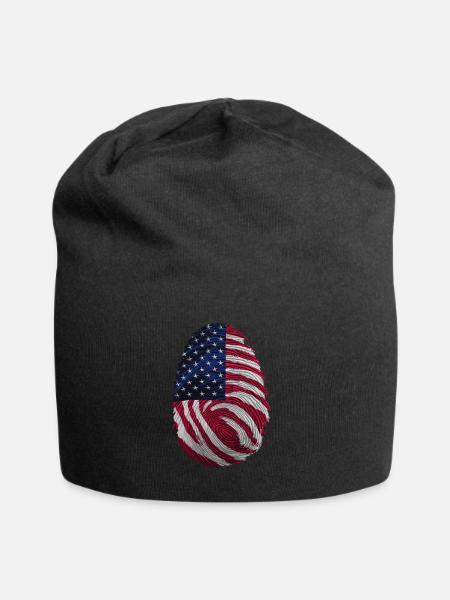 Einzigartiges Fingerabdruck amerikanischer Flagge - Jersey-Beanie - Schwarz