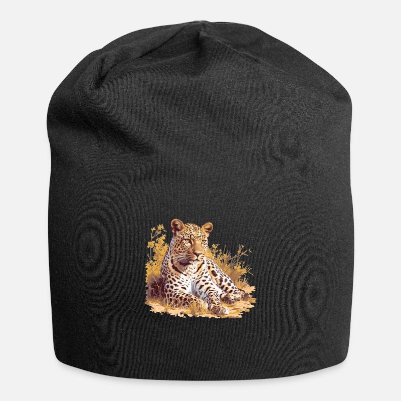 Leoparden Leopard - Jersey-Beanie - Schwarz