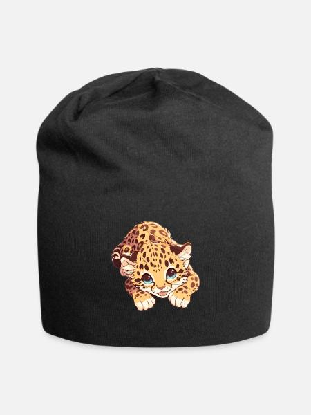 Leoparden Leopard - Jersey-Beanie - Schwarz