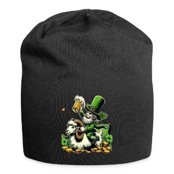 Bélier chevauchant un lutin (lutin irlandais) - Bonnet en jersey - noir - Devant