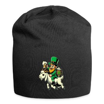 Ziege reitender Leprechaun (Irischer Kobold) - Jersey-Beanie - Schwarz - Vorne