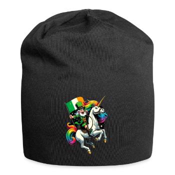Licorne chevauchant Leprechaun (Leprechaun irlandais) - Bonnet en jersey - noir - Devant