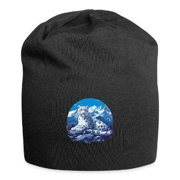 Snow Leopard Schneeleoparden Schneeleopard - Jersey Beanie - black - Front