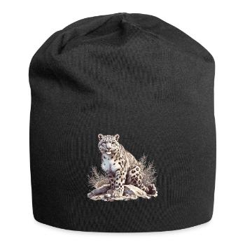 Snow Leopard Schneeleoparden Schneeleopard - Jersey Beanie - black - Front
