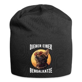 Chat du Bengale SERVITEUR D’UN CHAT DU BENGALE Drôle - Bonnet en jersey - noir - Devant