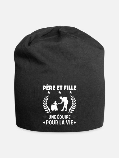 Vater Vater und Tochter Team Vater - Jersey-Beanie - Schwarz