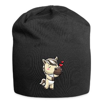 Fjordpferd Kawaii Emoticon - Jersey-Beanie - Schwarz - Vorne