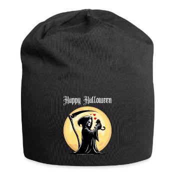 Happy Halloween Grim Reaper Cat Cute Full Moon - Jersey Beanie - black - Front