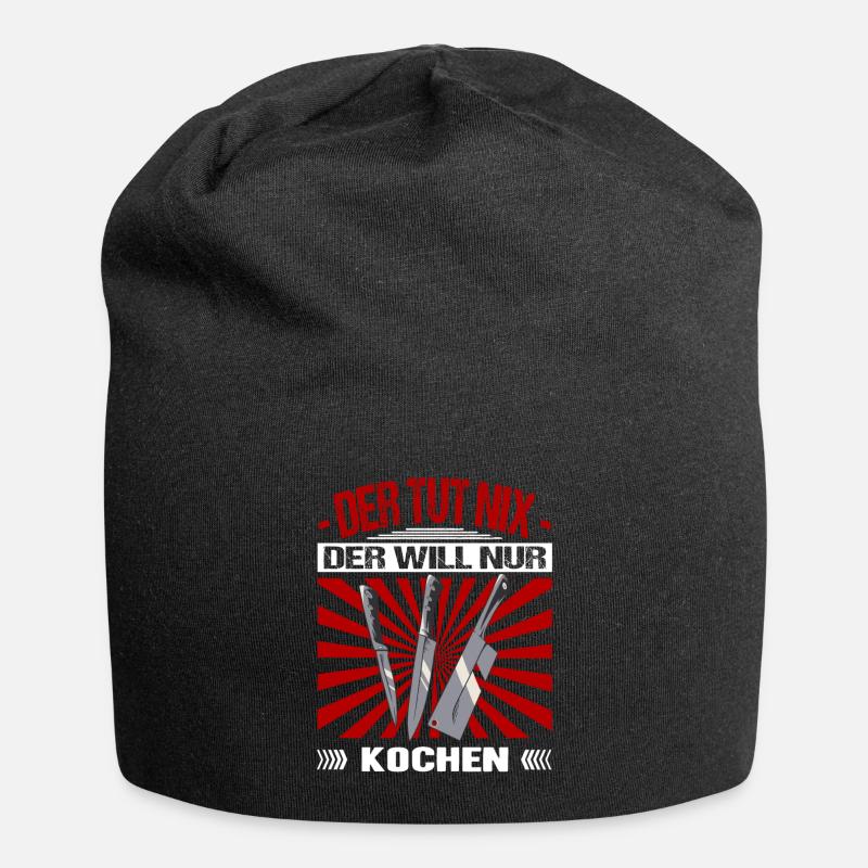 Der Tut Nix Der Will Nur Kochen Koch Beikoch Küche - Jersey-Beanie - Schwarz