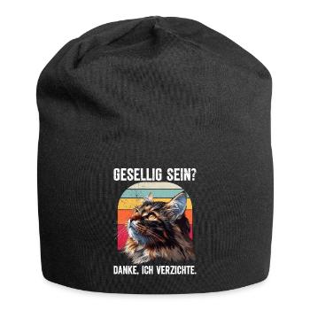 Maine Coon Cat BE SOCIABLE? THANK YOU. WAIVERS - Jersey Beanie - black - Front