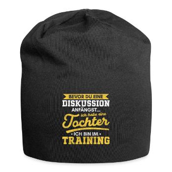 Diskussionsprofi Humor u. starke Nerven für Eltern - Jersey-Beanie - Schwarz - Vorne