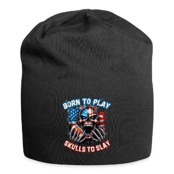 July 4th American Football Skull U. S. FLag - Jersey Beanie - black - Front