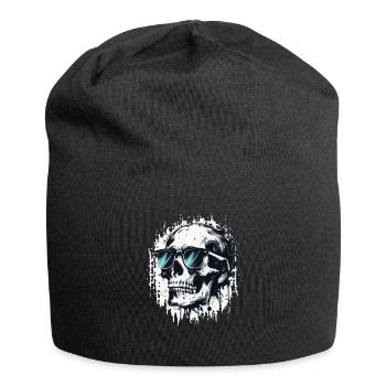 Colorful skull with sunglasses skull with sunglasses - Jersey Beanie - black - Front