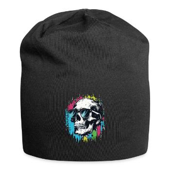 Skull with sunglasses Skull with lots - Jersey Beanie - black - Front