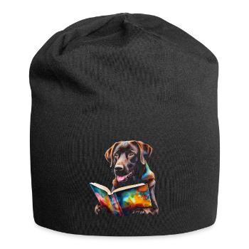 Labrador Retriever Lesen Buch Hund Design Print - Jersey-Beanie - Schwarz - Vorne