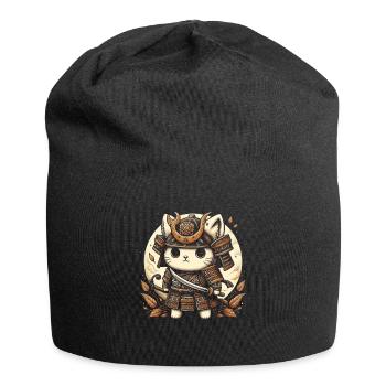 Japanische Samurai -Katzenkrieger Retro Ninja - Jersey-Beanie - Schwarz - Vorne