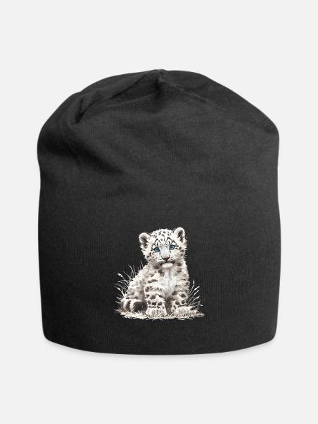 Snow Leopard Schneeleoparden Schneeleopard - Jersey-Beanie - Schwarz