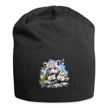 Snow Leopard Schneeleoparden Schneeleopard - Jersey Beanie - black - Front