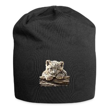 Snow Leopard Schneeleoparden Schneeleopard - Jersey Beanie - black - Front