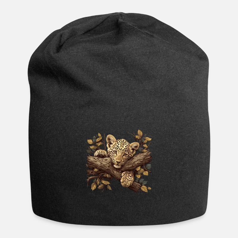 Leoparden Leopard - Jersey-Beanie - Schwarz